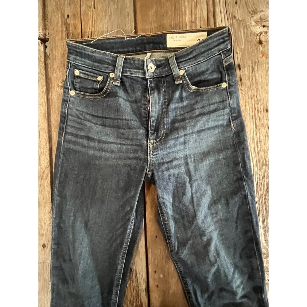 Rag & Bone New York Skinny Jeans Dark Wash Denim Size 24 rb Logo Indigo